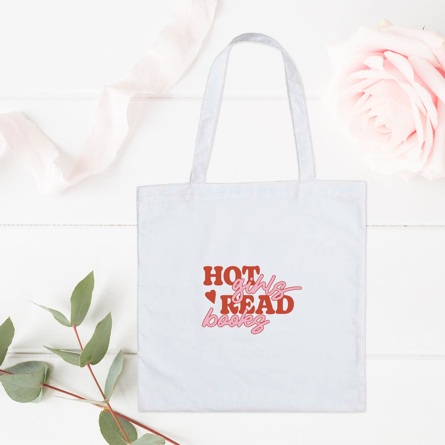 Hot Girls Read Books Embroidered Cotton Tote Bag
