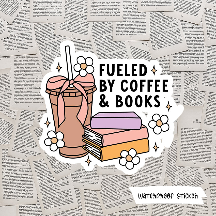 Fueled By Coffee & Books Vinyl Sticker