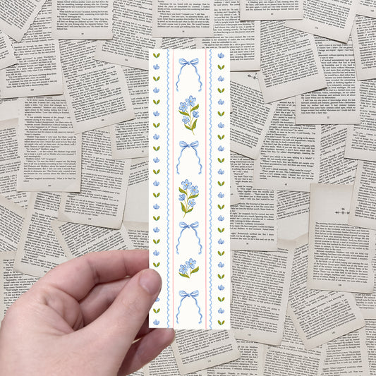 Blue Flowers And Bows BOOKMARK