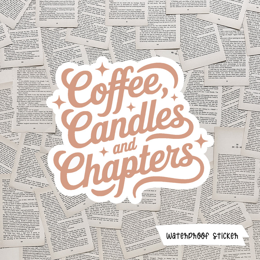 Coffee, Candles and Chapters Vinyl Sticker