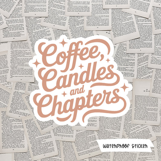 Coffee, Candles and Chapters Vinyl Sticker