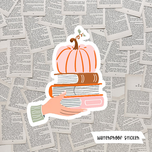 Pumpkin Bookstack Vinyl Sticker